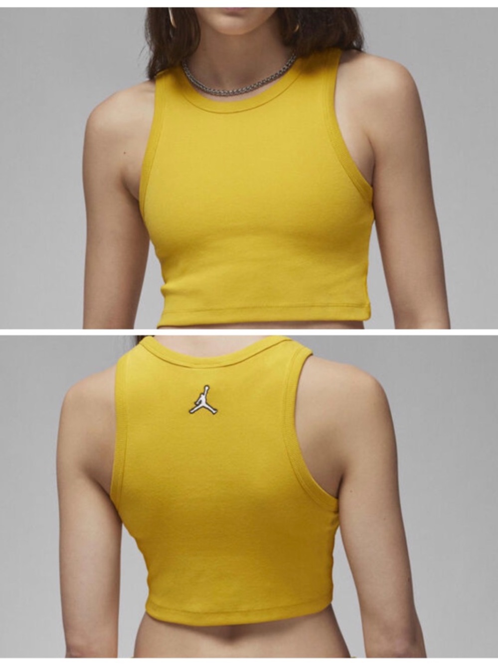 Nike Jordan Cropped Tank Top Mustard Yellow Ribbed Size Medium